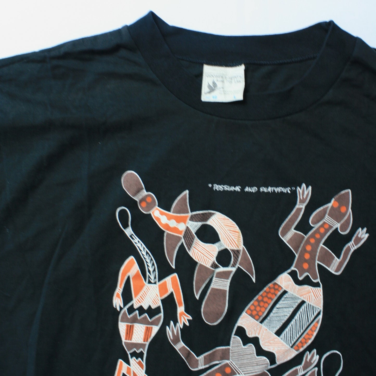 AUSTRALIA POSSUMS & PLATYPUS T-SHIRT - BLACK - L