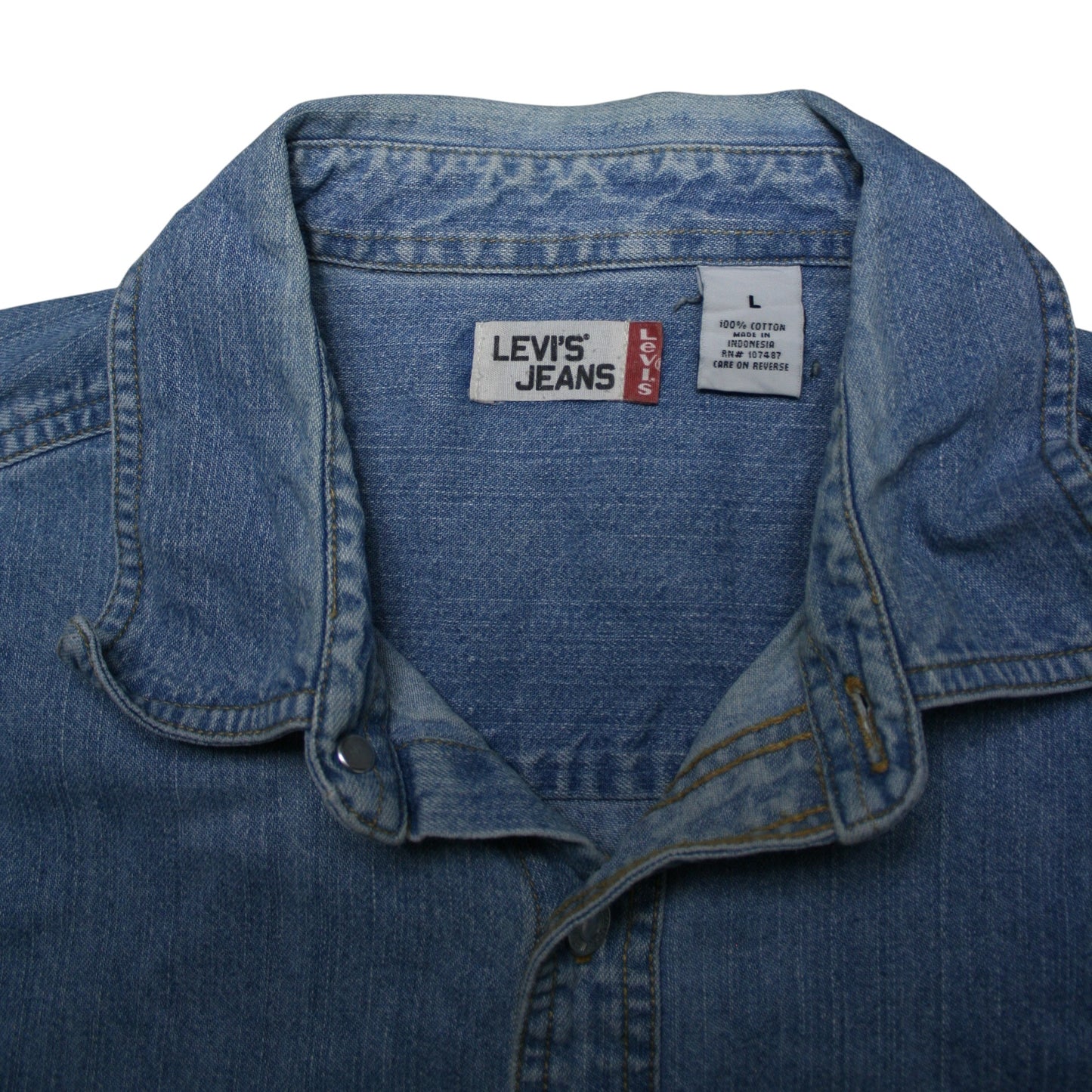 LEVI'S DENIM LONG SLEEVE SHIRT - BLUE - L