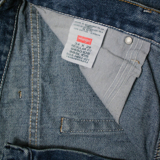 WRANGLER STRAIGHT DENIM TROUSERS - BLUE - W34