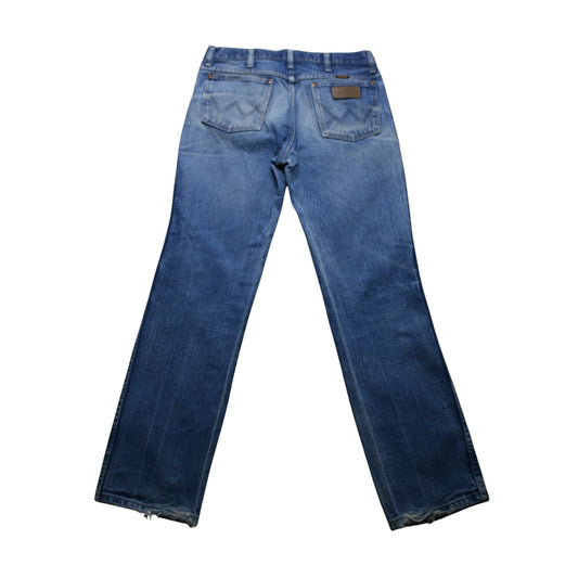 WRANGLER SLIM STRAIGHT DENIM TROUSERS - BLUE/GREY - W31