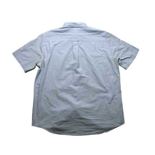 CHAPS CHECKED SHORT SLEEVED SHIRT - BLUE/WHITE - L