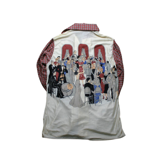 LB STORK LARGE PRINT 70s NYLON SHIRT - MULTI - L