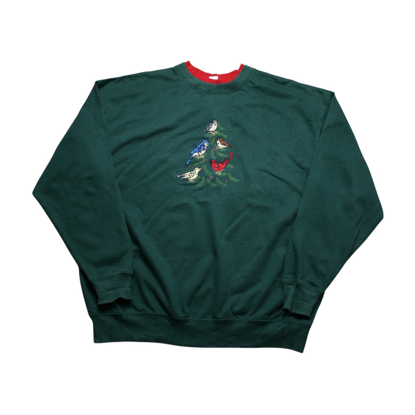 M&C BIRDS ON A TREE SWEATER - GREEN - XL