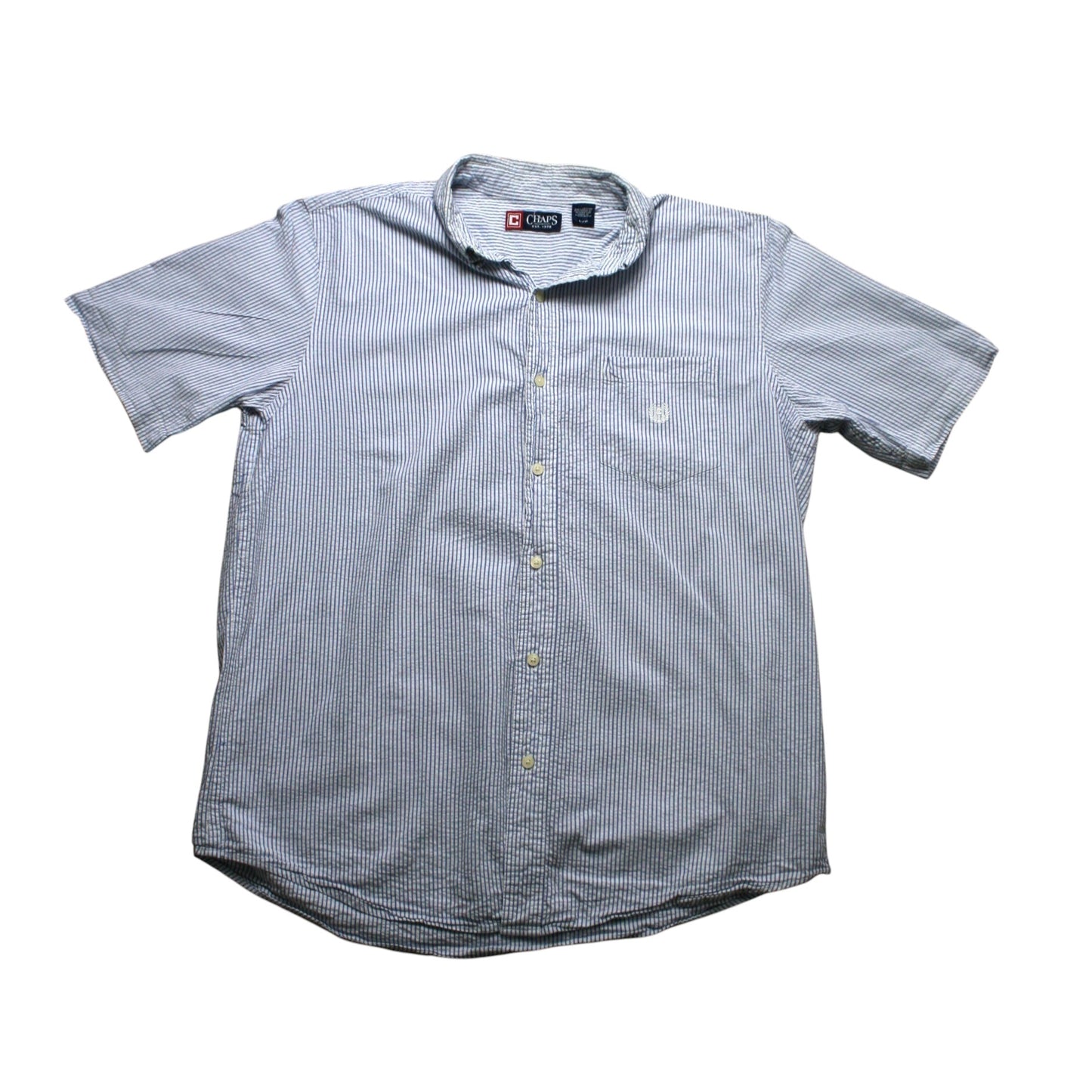CHAPS STRIPED SHORT SLEEVED SHIRT - BLUE/WHITE - L