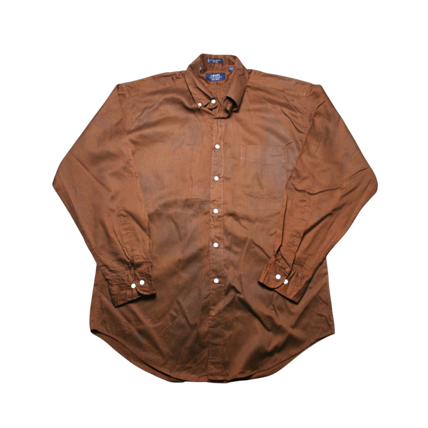 CHAPS LONG SLEEVED SHIRT - BROWN - L
