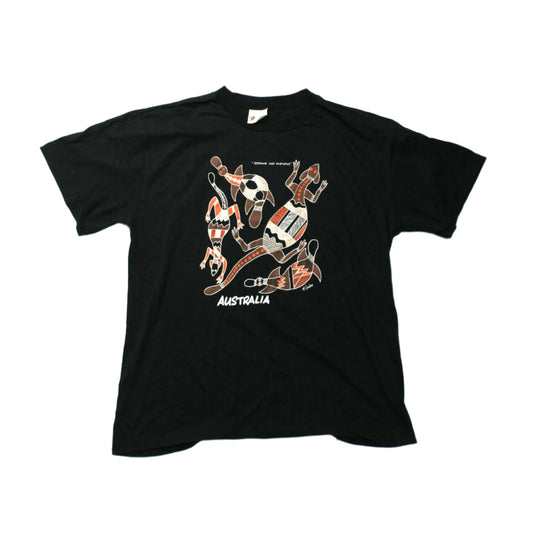 AUSTRALIA POSSUMS & PLATYPUS T-SHIRT - BLACK - L