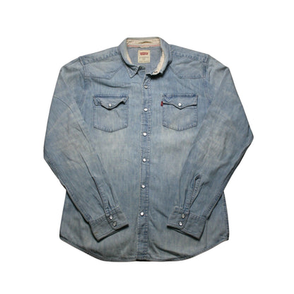 LEVI'S DENIM LONG SLEEVE SHIRT - GREY - L