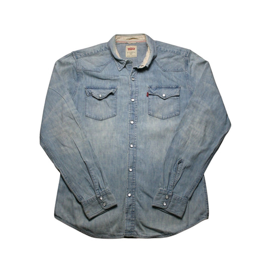 LEVI'S DENIM LONG SLEEVE SHIRT - GREY - L