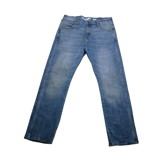 WRANGLER SLIM STRAIGHT DENIM TROUSERS - BLUE - W30