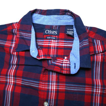CHAPS CHECKED LONG SLEEVE SHIRT - RED/BLUE - XL