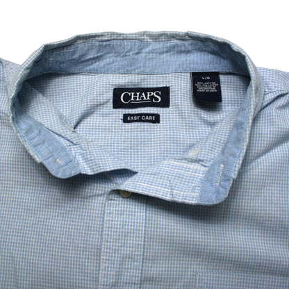 CHAPS CHECKED SHORT SLEEVED SHIRT - BLUE/WHITE - L