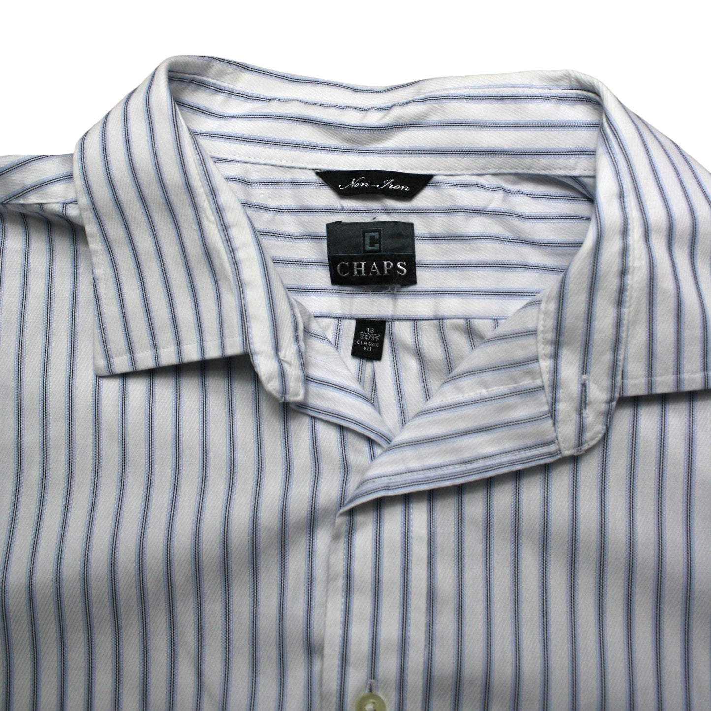 CHAPS LONG SLEEVED STRIPED SHIRT - BLUE/WHITE - XL