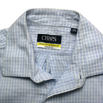CHAPS LONG SLEEVED CHECKED SHIRT - BLUE/WHITE - M