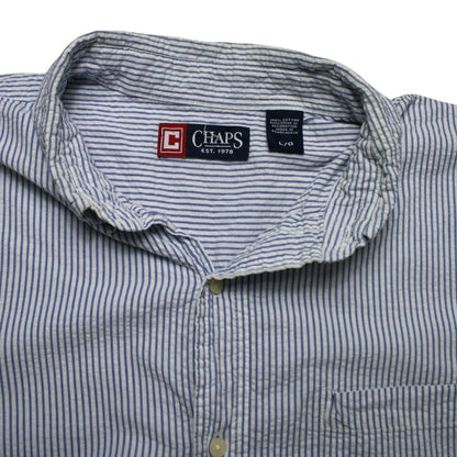 CHAPS STRIPED SHORT SLEEVED SHIRT - BLUE/WHITE - L