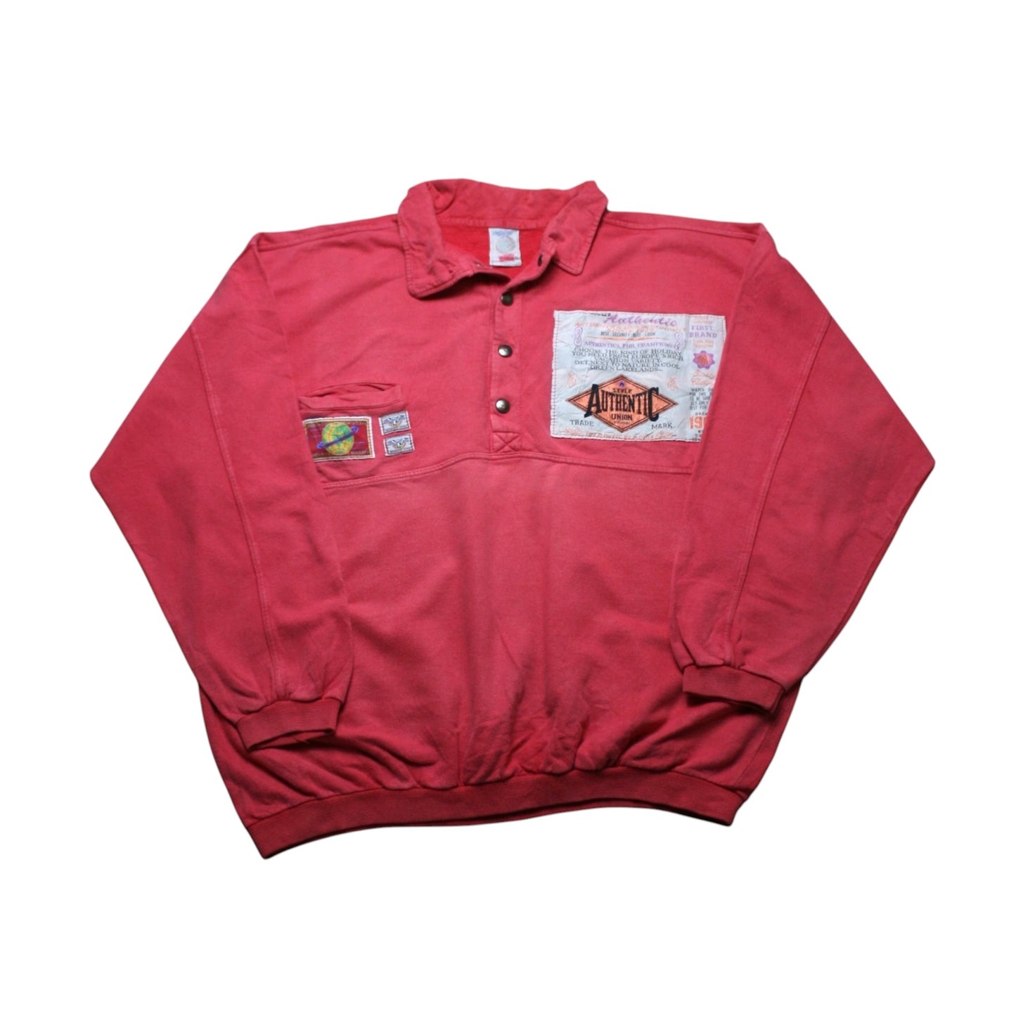 AUTHENTIC UNION COLLARED SWEATER - RED - XL