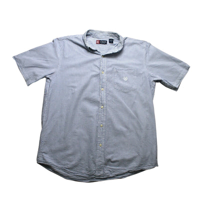 CHAPS STRIPED SHORT SLEEVED SHIRT - BLUE/WHITE - L