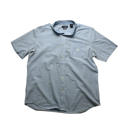 CHAPS CHECKED SHORT SLEEVED SHIRT - BLUE/WHITE - L