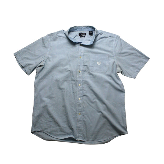 CHAPS CHECKED SHORT SLEEVED SHIRT - BLUE/WHITE - L