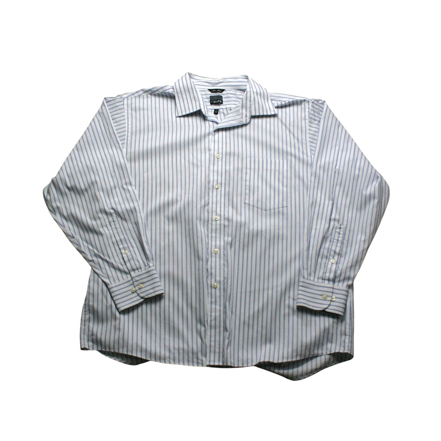 CHAPS LONG SLEEVED STRIPED SHIRT - BLUE/WHITE - XL