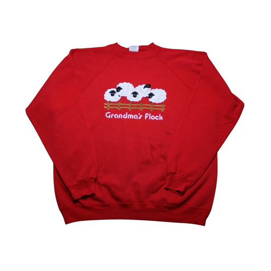 HANES GRANDMA'S FLOCK SWEATER - RED - XL