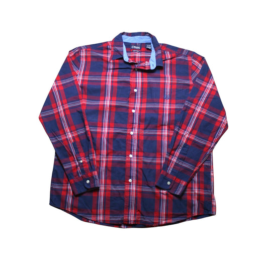 CHAPS CHECKED LONG SLEEVE SHIRT - RED/BLUE - XL