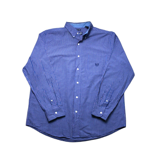 CHAPS LONG SLEEVED CHECKED SHIRT - BLUE - L
