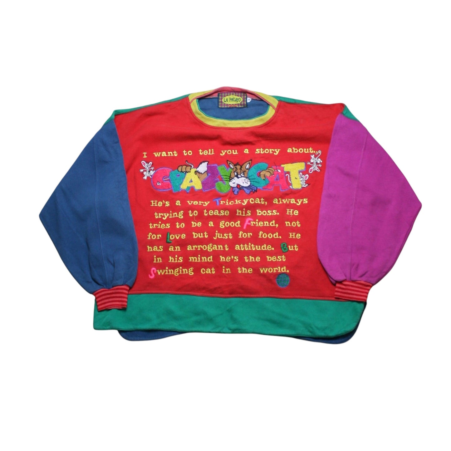 LA PAGAYO CRAZY CAT SWEATER - MULTI - M