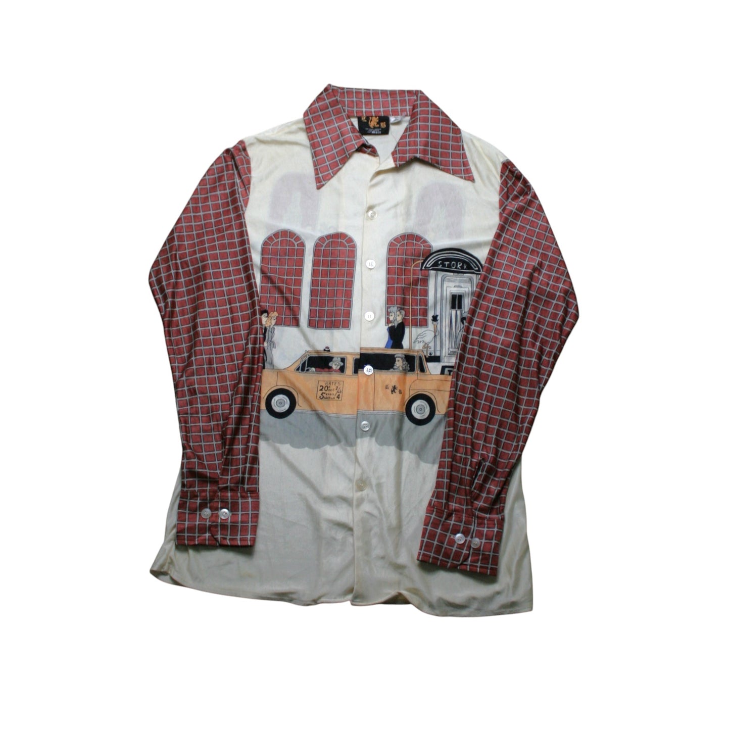 LB STORK LARGE PRINT 70s NYLON SHIRT - MULTI - L