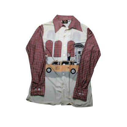 LB STORK LARGE PRINT 70s NYLON SHIRT - MULTI - L