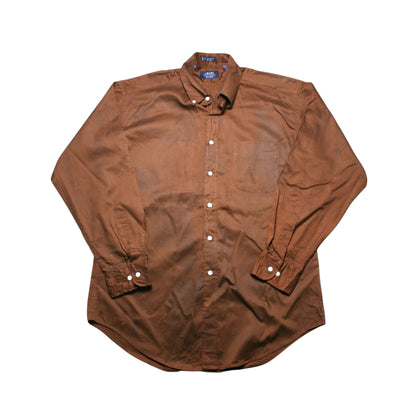 CHAPS LONG SLEEVED SHIRT - BROWN - L