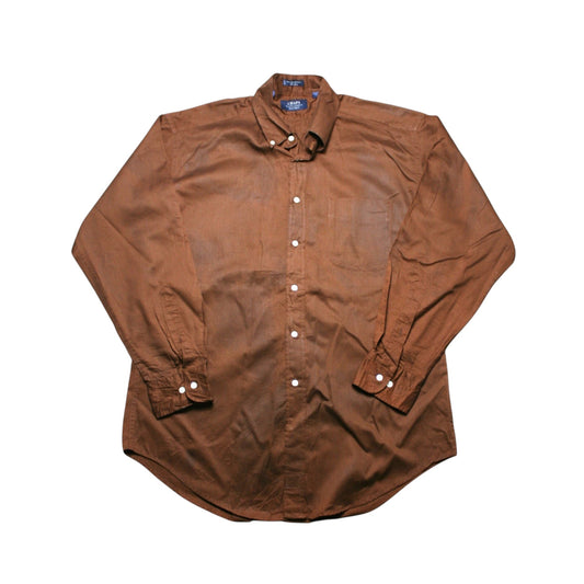 CHAPS LONG SLEEVED SHIRT - BROWN - L