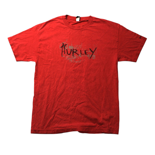 HURLEY LARGE PRINT T-SHIRT - RED - L